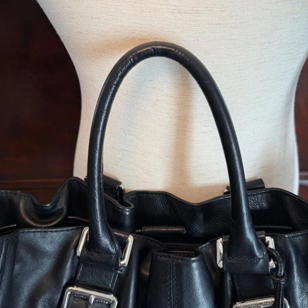 Michael Kors Brookville Black Leather Tote Bag Dual Handles - Picture 16 of 16